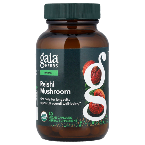 Gaia Herbs, Гриб рейши, 40 веганских капсул
