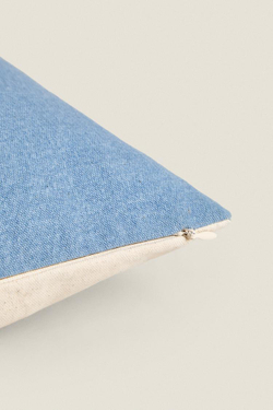 ZARA HOME ОДНОТОННЫЙ ХЛОПКОВЫЙ ЧЕХОЛ ДЛЯ ДЕКОРАТИВНОЙ ПОДУШКИ, ГОЛУБОЙ