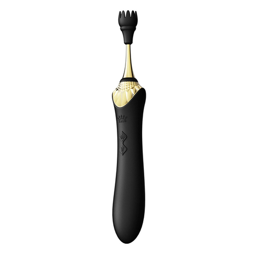 Черный клиторальный вибростимулятор 21,9см с насадками Zalo Bess Clitoral Massager Obsidian Black
