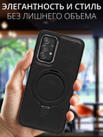 Business style чехол из кожи для SAMSUNG GALAXY A52 / A52s с кольцом-подставкой и бархатной подкладкой