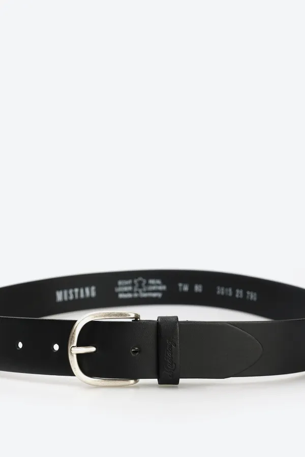 Ремень взрослый MUSTANG Leather belt in 35 mm with buckle in polished silver(Leather in a light pull-up look with vintage ch