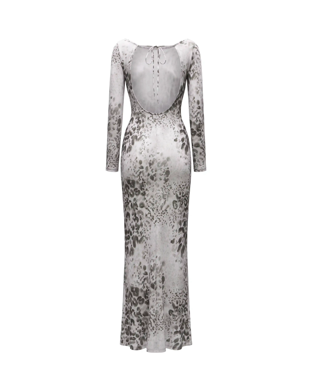 Монет макси (Monet maxi), платье макси из молочной сетки с анималистичным принтом