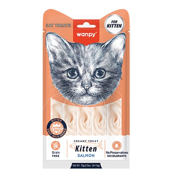 Wanpy Cat Лакомство для котят «нежное пюре» из лосося 70 г