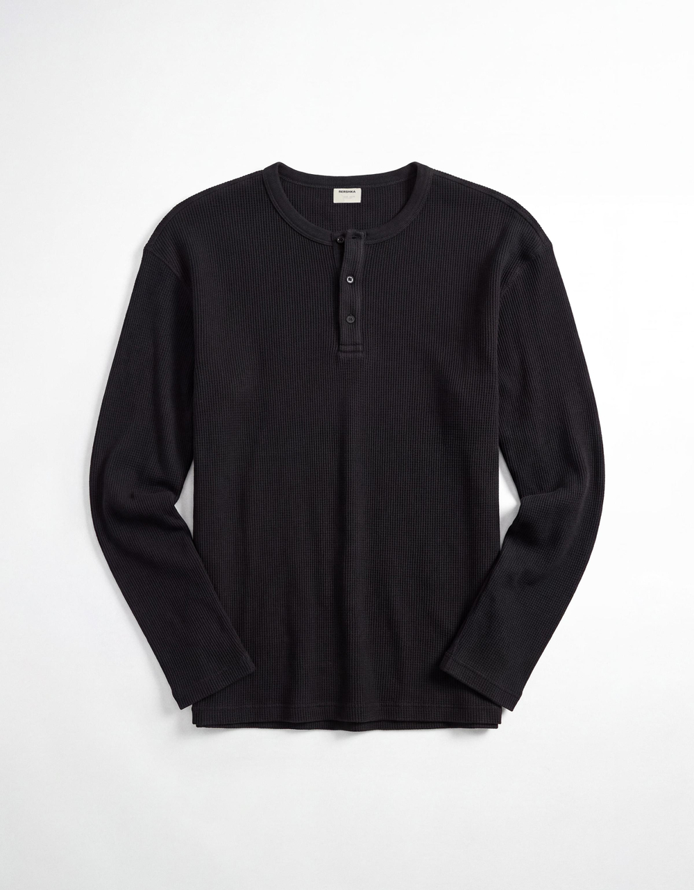 Мужской лонгслив-хенли slim fit - BERSHKA