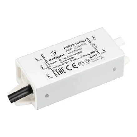 Блок питания ARPV-24010-D (24V, 0.42A, 10W) (Arlight, IP67 Металл, 3 года)