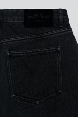 ZARA X BAISI GUADAGNINO ДЖИНСОВЫЕ ШОРТЫ С ШИРОКИМИ ШТАНИНАМИ, ЧЕРНЫЙ