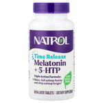 Natrol, мелатонин + 5-HTP, с замедленным высвобождением, 60 двухслойных таблеток