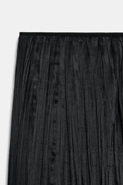 ZARA АТЛАСНАЯ ЮБКА МИДИ, ЧЕРНЫЙ