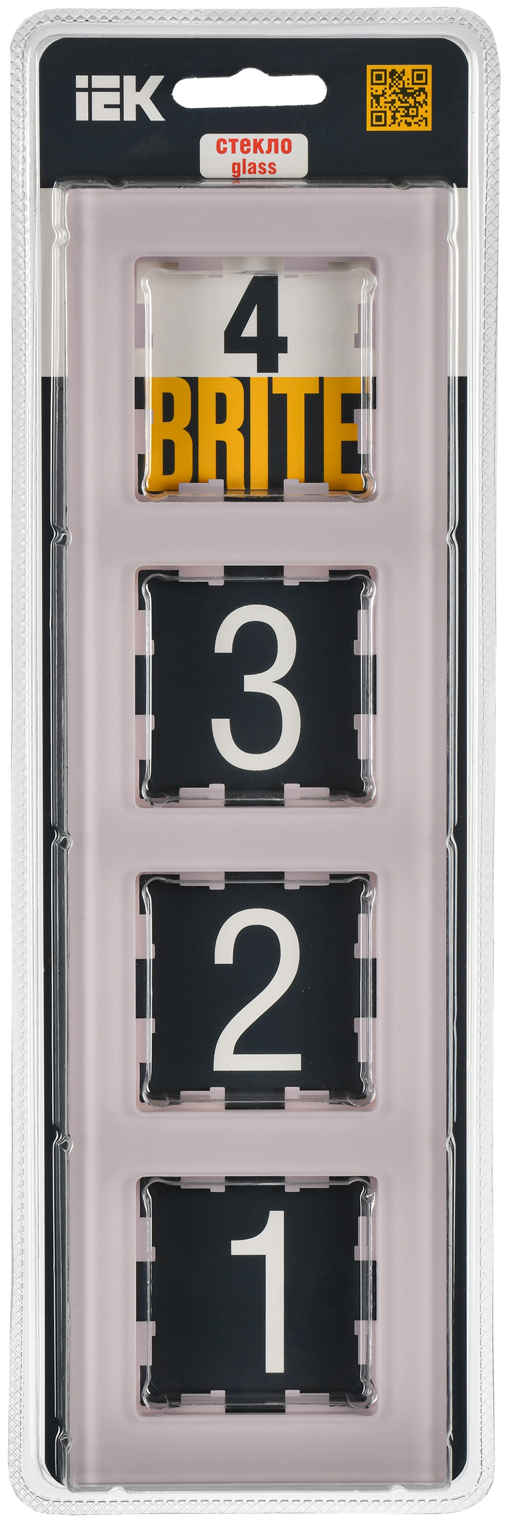 BRITE Рамка 4-местная РУ-4-2-Бр стекло розовый матовый IEK