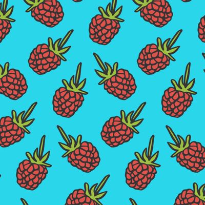 Wild berries raspberries fabric print