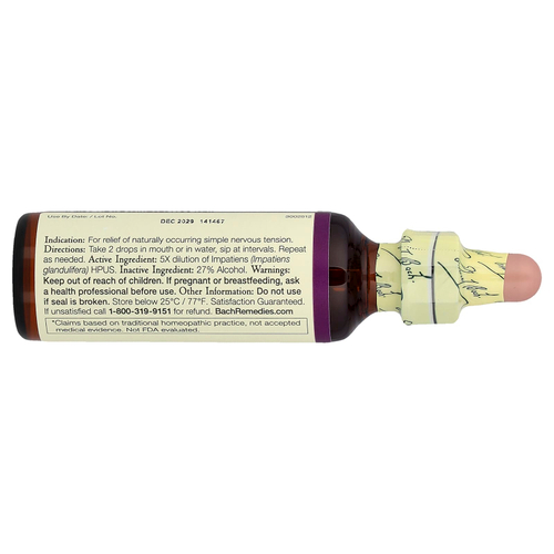 Bach, Original Flower Remedies, Impatiens, 20 мл (0,7 жидк. унц.)