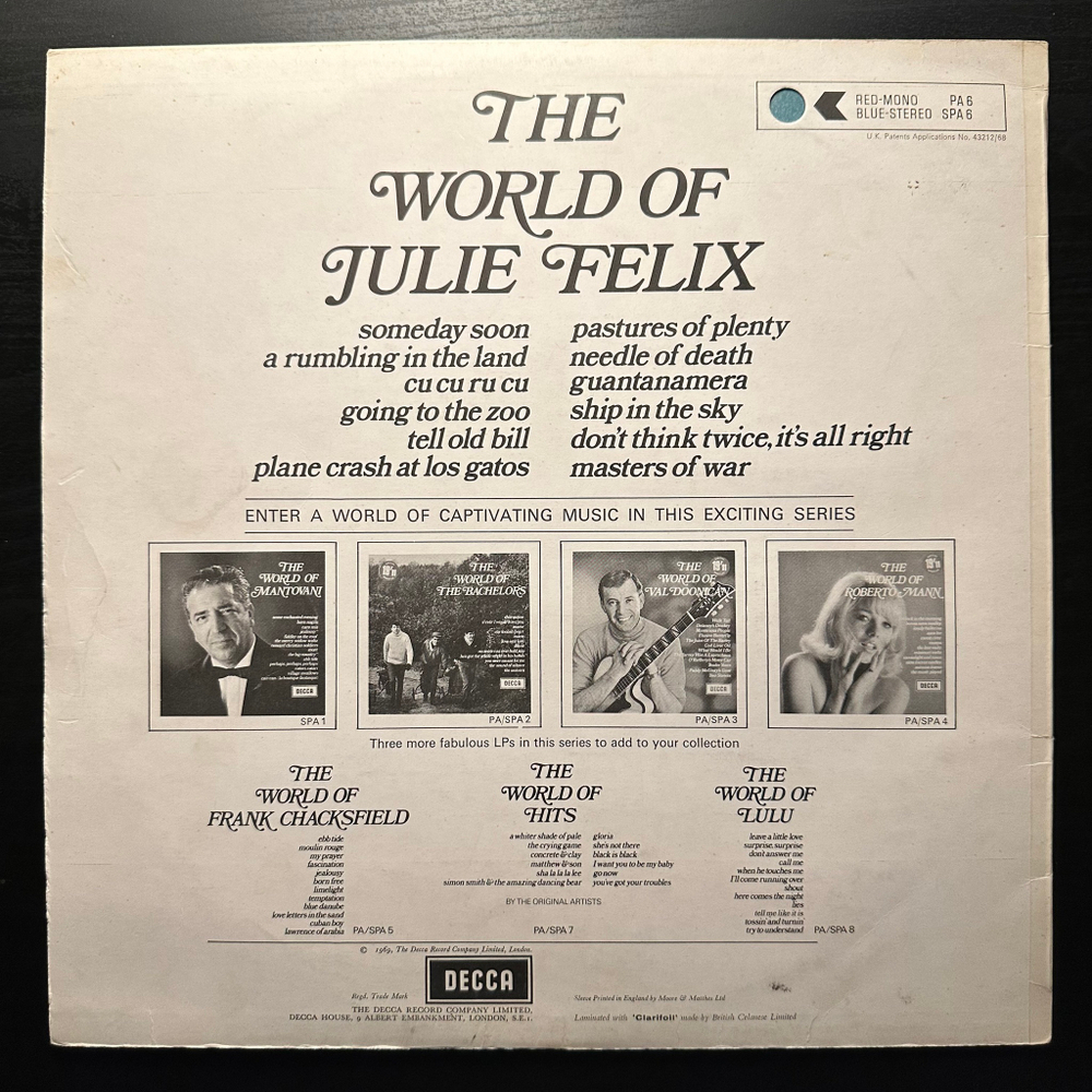 Julie Felix - The World Of Julie Felix (Англия 1969г.)