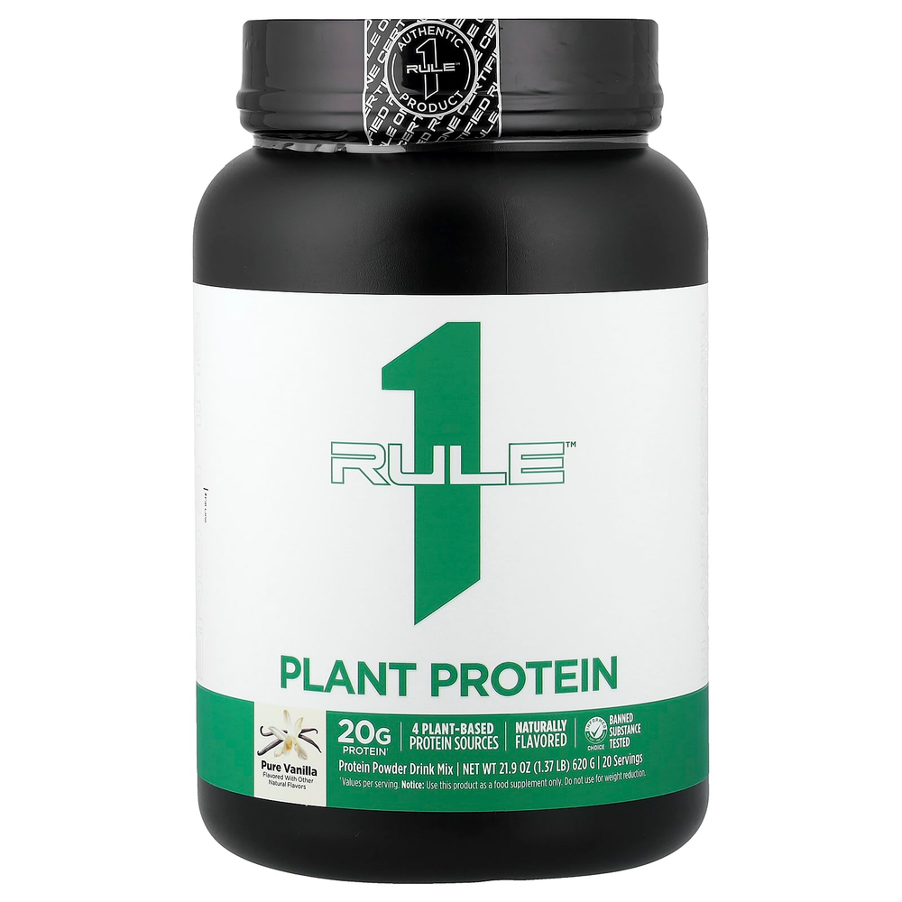 Rule One Proteins, растительный протеин, чистая ваниль, 620 г (1,37 фунта)