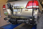 Калитка с фаркопом в штатный задний бампер Toyota Land Cruiser 200 (под штатное колесо) с подсветкой номера РИФ