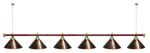 Лампа STARTBILLIARDS 6 пл. (плафоны зеленые,штанга зеленая,фурнитура золото)