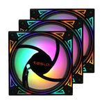 УЦЕНКА_Комплект из 3 вентиляторов ТЕСЛА (TESLA) RGB 120-GD3, 120мм, 3-pin+Molex, черный-белый/RGB, 1200rpm, 38CFM, 21дБ, антивибропрокладки (RMA_TSL-120-GD3) {следы монтажа; нет саморезов в комплекте}