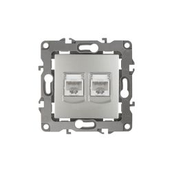 Розетка ЭРА Серия 12 12-3108-03 информационная двойная 2XRJ45 IP20 алюминий | Эра 12