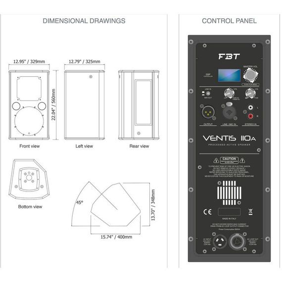 FBT VENTIS 110A -активная АС, 900Вт, динамик 10 дюймов