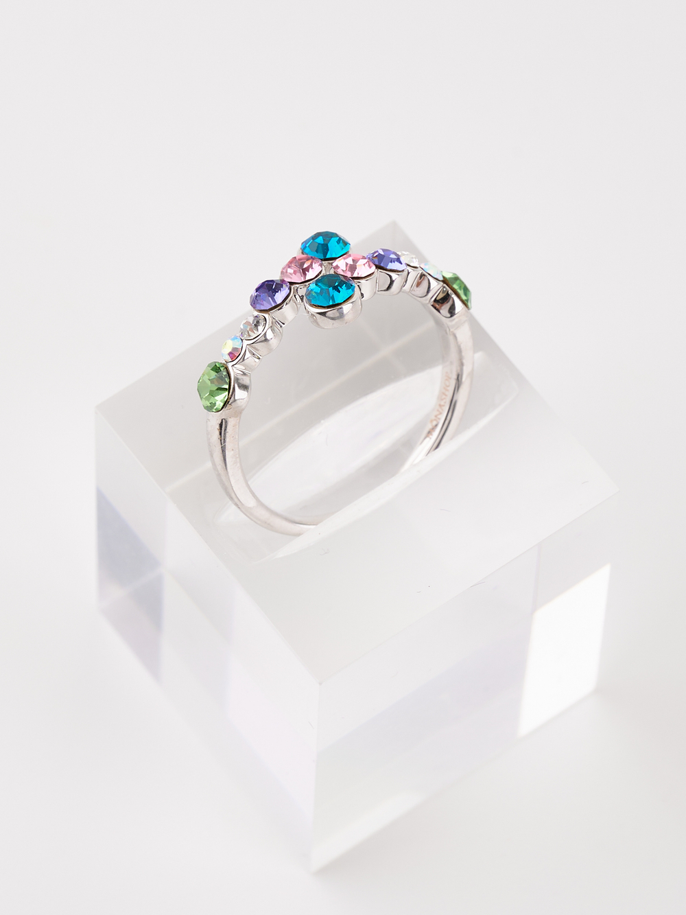 Кольцо Млечный путь с разноцветными кристаллами Swarovski