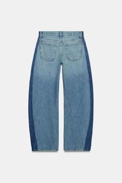 ZARA ДЖИНСЫ ZW COLLECTION BARREL СО СРЕДНЕЙ ПОСАДКОЙ И ПЭЧВОРКОМ, СИНИЙ
