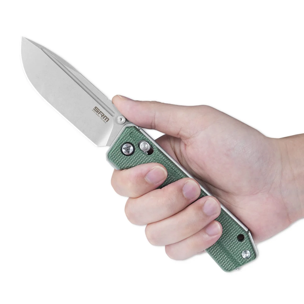 Нож складной SRM 7228B-MG Rubik Large Stonewash (14C28N, Green Micarta)