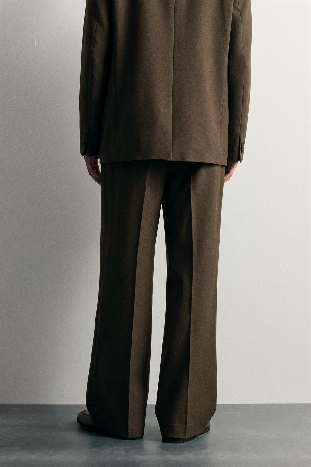 ZARA БРЮКИ КОСТЮМНЫЕ FLARED FIT, ТЕМНЫЙ ХАКИ