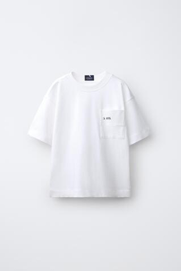 ZARA СПОРТИВНАЯ ФУТБОЛКА С ЛОГОТИПОМ, БЕЛЫЙ