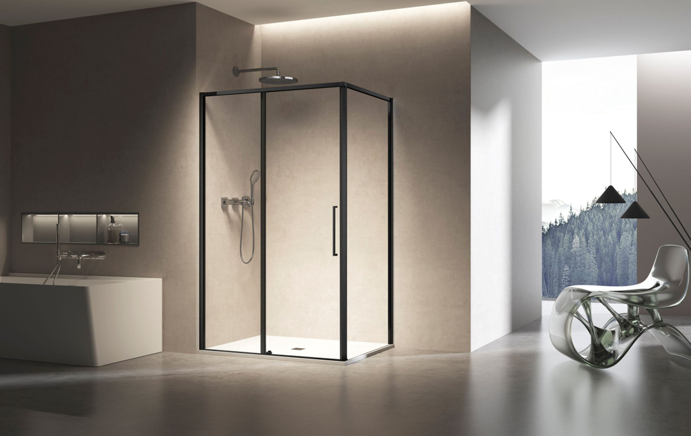 Душевой уголок Vincea Слим 8мм (Slim 8mm) VSR-6SL8013CLB, 1300*800, черный, стекло прозрачное