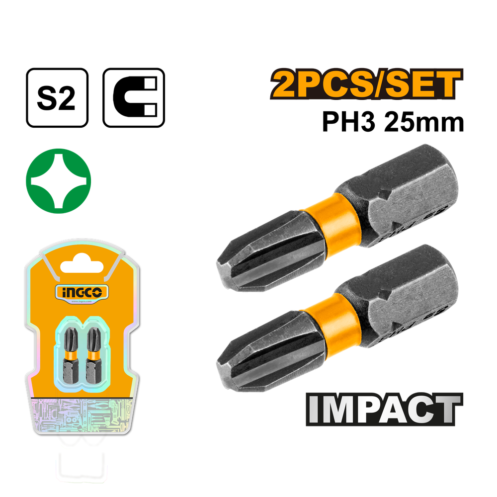 Набор ударных бит IMPACT INGCO SDBIM71PH325 INDUSTRIAL РН3х25 мм 2 шт. Набор ударных бит IMPACT INGCO SDBIM71PH325 INDUSTRIAL РН3х25 мм 2 шт.