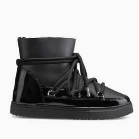Высокие комбинированные кеды INUIKII Sneaker Gloss Black на меху