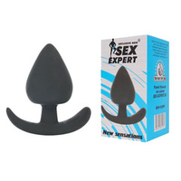 Черная каплевидная анальная силиконовая пробка 8см с ограничителем Bior Toys Sex Expert SEM-55099
