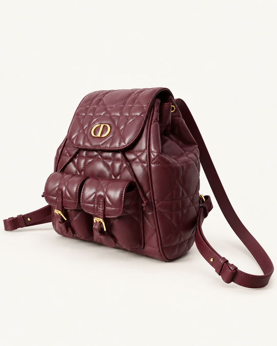 Женский рюкзак Dior Caro — бордовый, 23 см