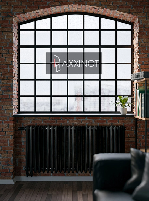Axxinot Sentir 3057 - трехтрубный трубчатый радиатор высотой 570 мм, нижнее подключение с термовентилем, черный