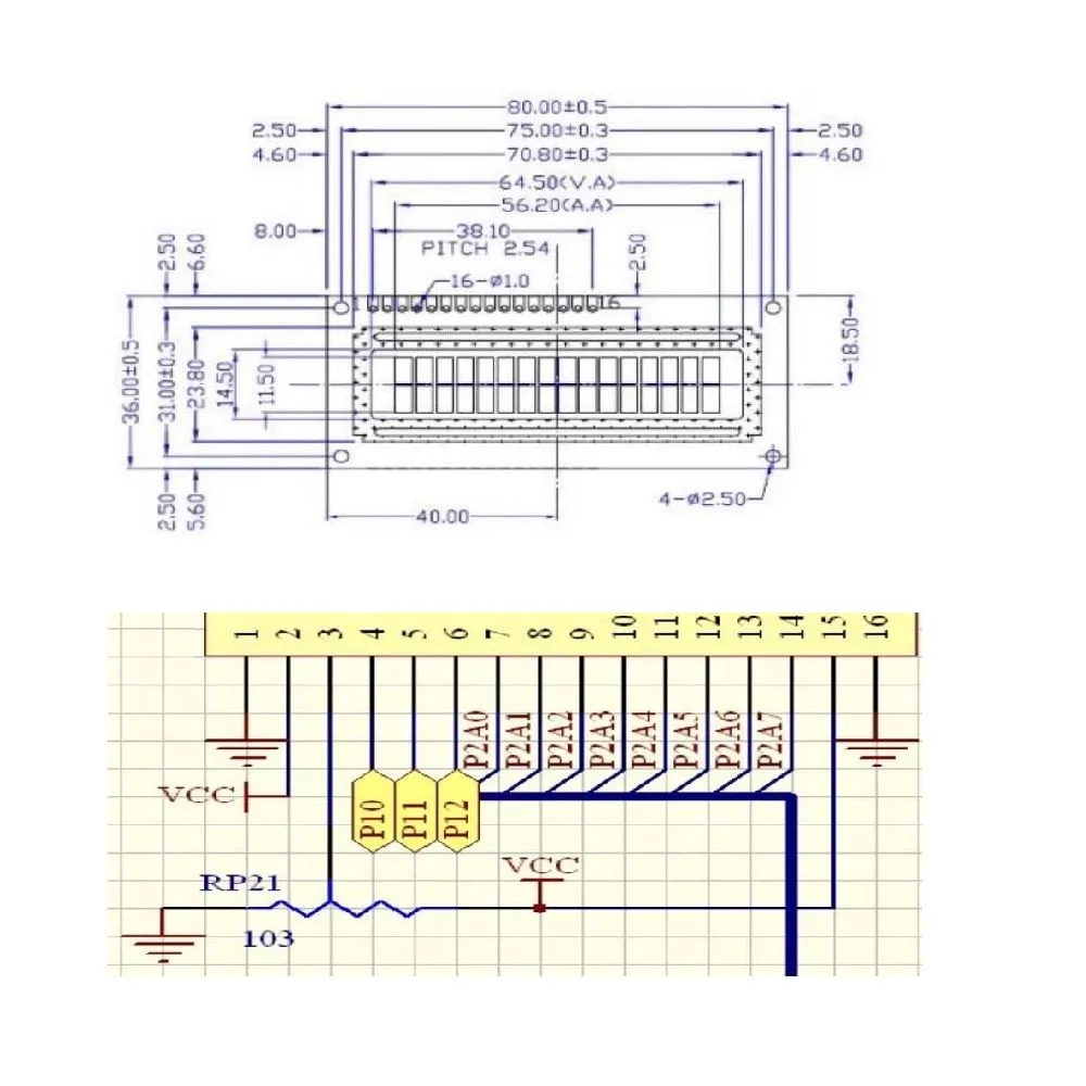 Дисплей LCD1602 синяя подсветка + преобразователь интерфейса LCD в I2C(IIC) не распаянный