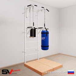 Шведская стенка Sv Sport 5737 (Турник стандарт/Брусья/Трапеция/Цепь/Мешок 30кг/Мат 1м)