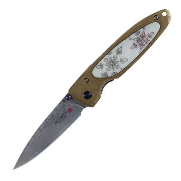 Складной нож Mcusta Platinum label Yukisho Snow Crystal MCPV-001 c клинком из стали VG-1, рукоять Corian / латунь