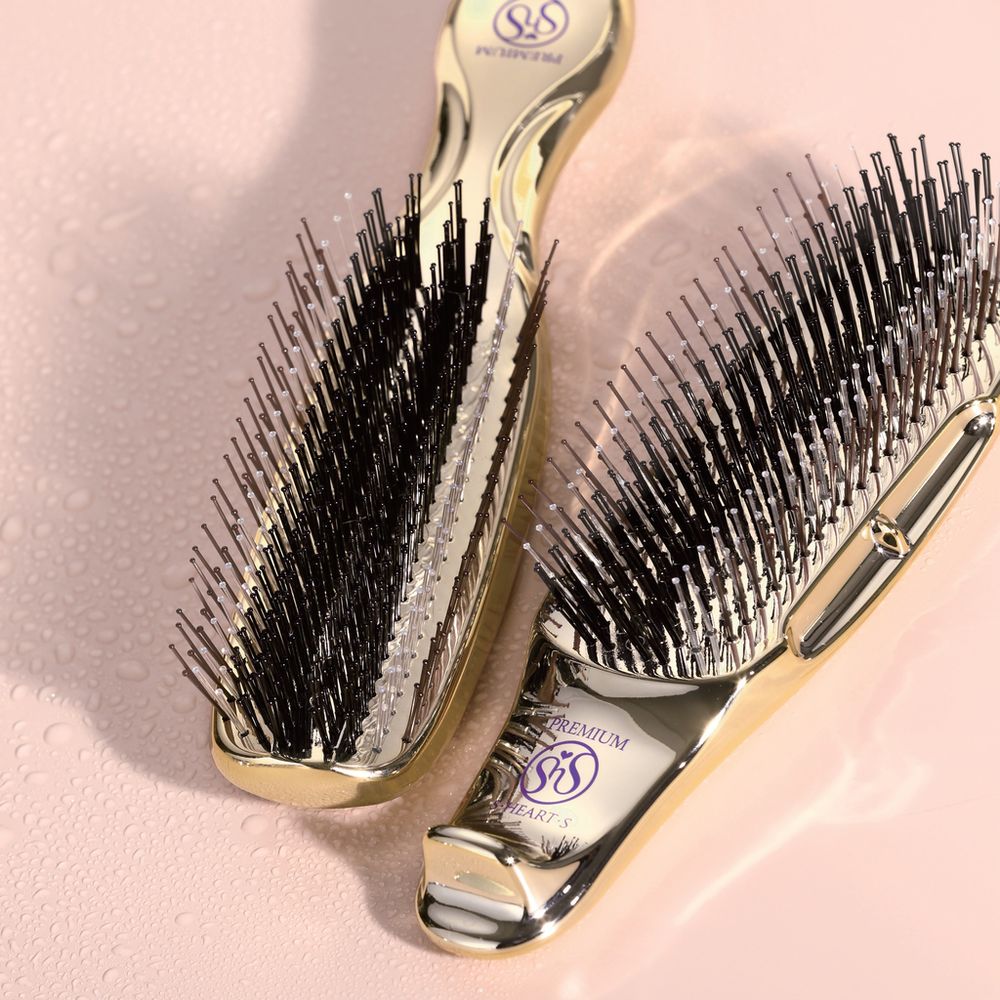 S-HEART-S Расческа Scalp Brush PREMIUM (золото с длинной ручкой)