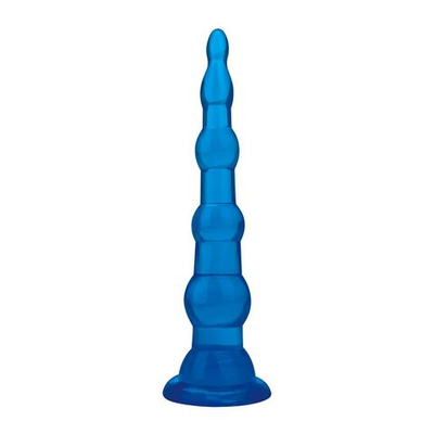 Голубая анальная елочка на присоске Anal Beads With Suction Base - 17,1 см. (Цвет: голубой)
