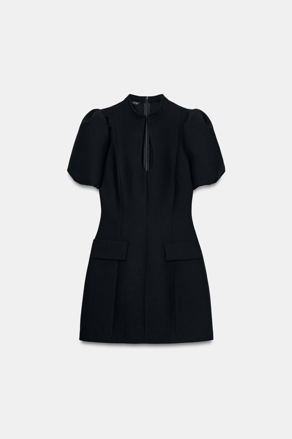 ZARA ПЛАТЬЕ С КОРОТКИМИ РУКАВАМИ «ФОНАРИК», ЧЕРНЫЙ