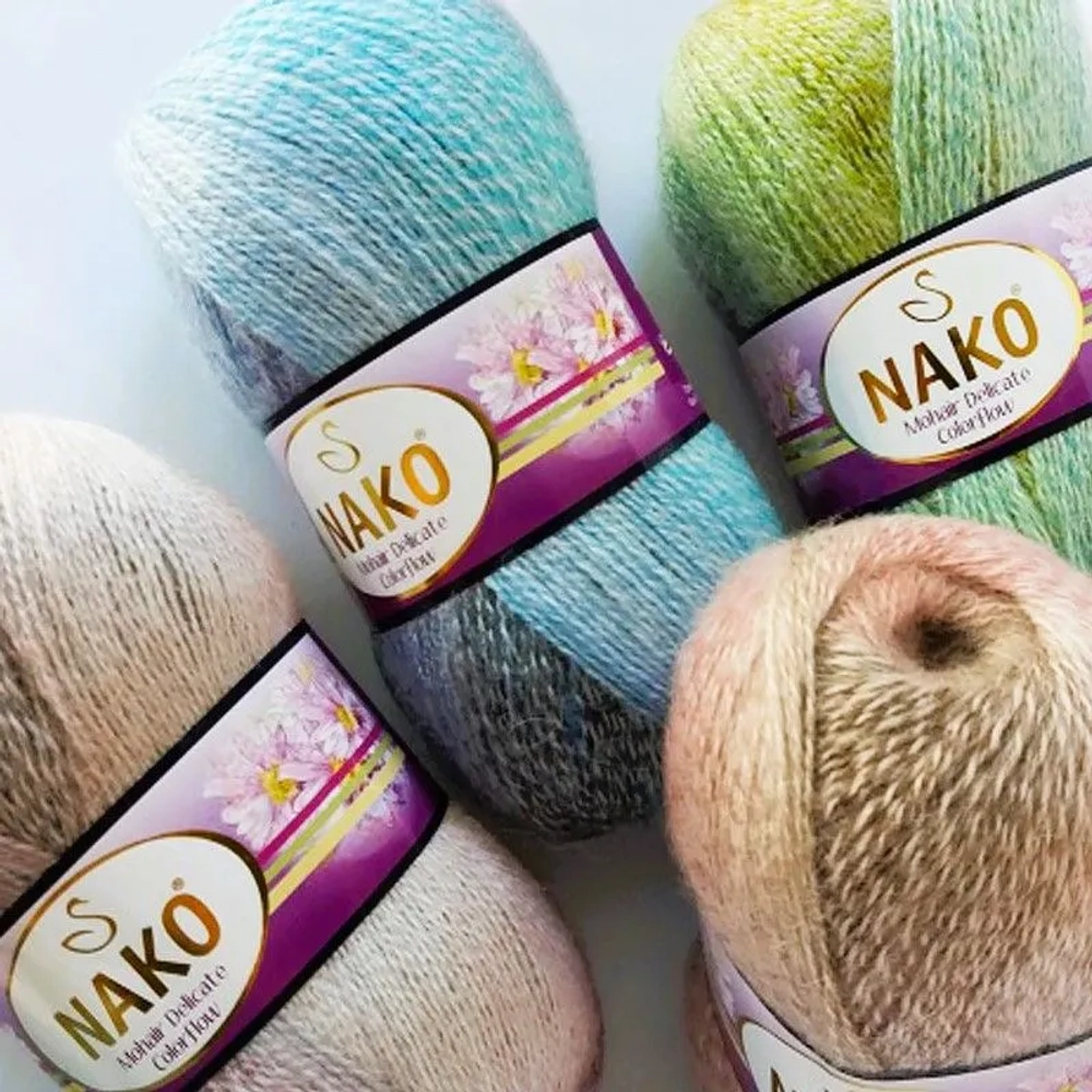 Пряжа Mohair Delicate Color Flow, 100г, 500м, 85%акрил, 10%шерсть, 5%мохер (цена за 1шт)