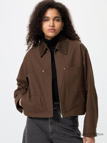 UNIQLO Короткая куртка на молнии, темно-коричневый
