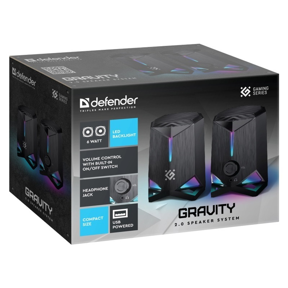 Колонки 2.0 Defender Gravity черные (65048)