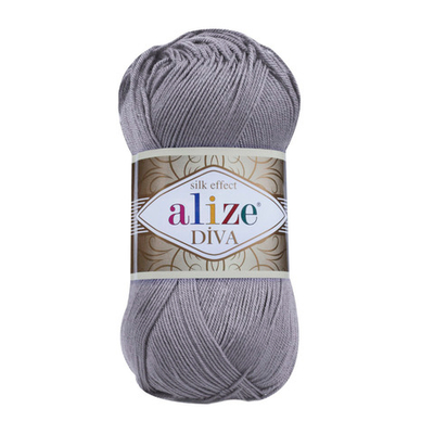 Пряжа Alize (Ализе) Diva / уп.5 мот. по 100 г, 350м, 348 темно-серый А