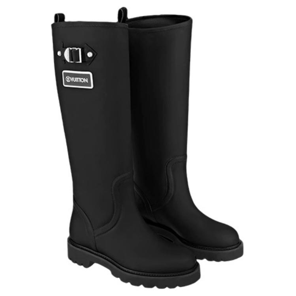 LOUIS VUITTON Territory Flat High Boots "Black" Women"s