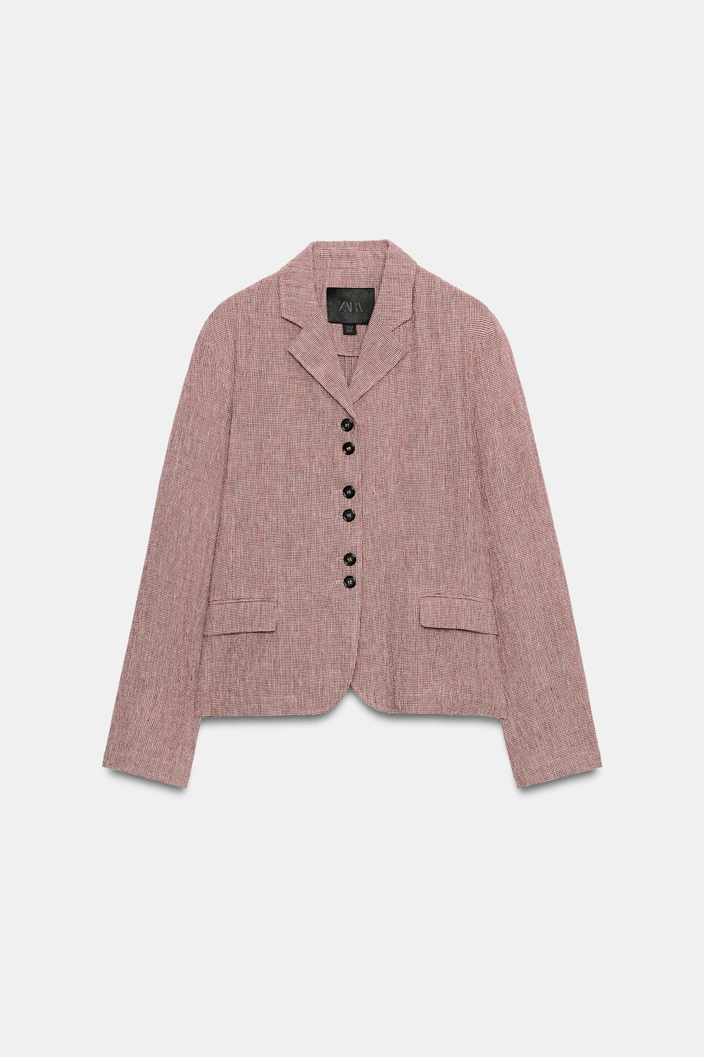 ZARA БЛЕЙЗЕР ИЗ СМЕСОВОГО ЛЬНА — ZW COLLECTION, ГРАНАТОВЫЙ