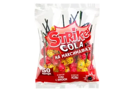 Strike карамель на палочке, Coca-Cola, чупа чупс, 50 шт, 565 г