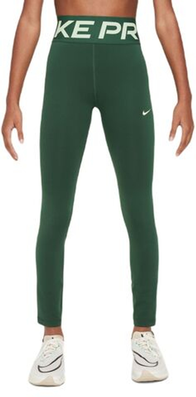 Штаны для девочки теннисные Nike Girls Dri-Fit Pro Leggings - fir/barely volt