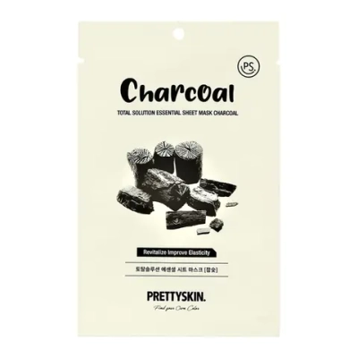 PrettySkin Mask Sheet Charcoal Total Solution Essential Маска тканевая для лица с экстрактом древесного угля, 23 гр