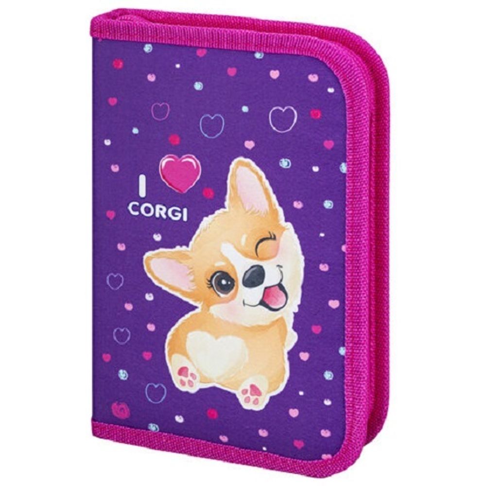 Пенал 1 отделение 210*140 Brauberg I love corgi, ткань