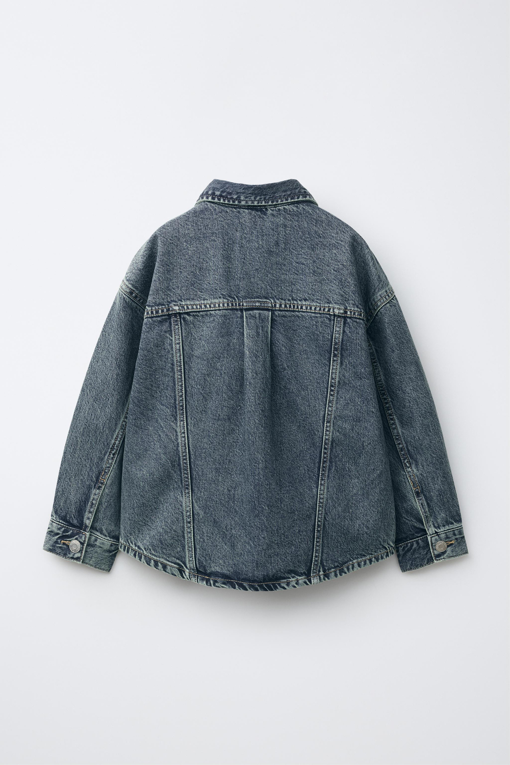 ZARA ДЖИНСОВАЯ КУРТКА-РУБАШКА, ЗЕЛЕНОВАТО-СИНИЙ